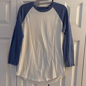 Old Navy Blue and White 3/4 Sleeve Baseball Tee